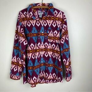 Wrangler Wrancher Shirt Women's Size XL Aztec SW Print Fleece Button Up Soft